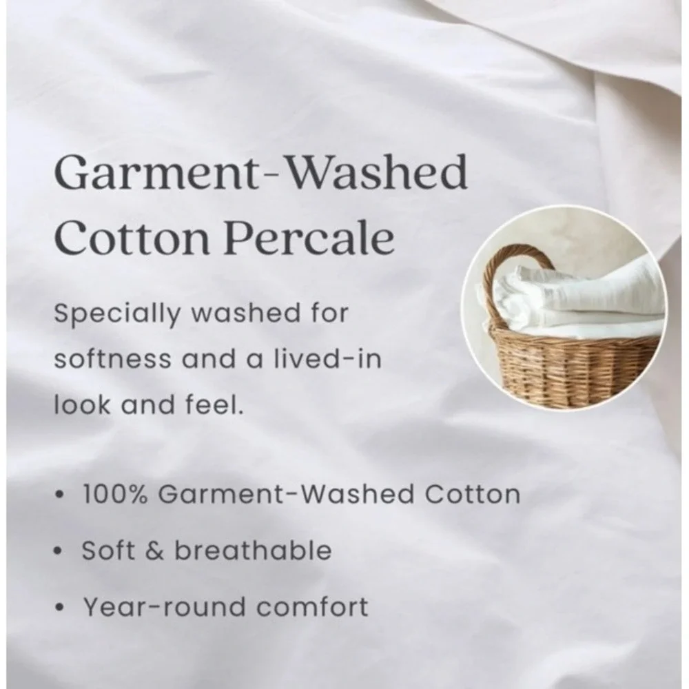 The Company Store Ruffle Garment Washed Cotton Percale Duvet Cover Buff Twin XL